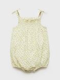 Mango Baby Cotton Ditsy Print Romper, Green