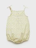 Mango Baby Cotton Ditsy Print Romper, Green