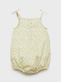 Mango Baby Cotton Ditsy Print Romper, Green - view 2, Green