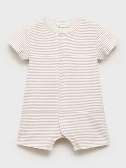 Mango Baby Fresa Stripe Shortie Sleepsuit, Pink, Pink