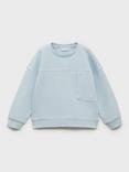 Mango Kids' Cotton Pique Sweatshirt, Light Pastel Blue