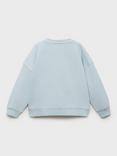 Mango Kids' Cotton Pique Sweatshirt, Light Pastel Blue