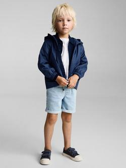 Mango Kids' Chus Hooded Raincoat, Navy - view 2, Navy