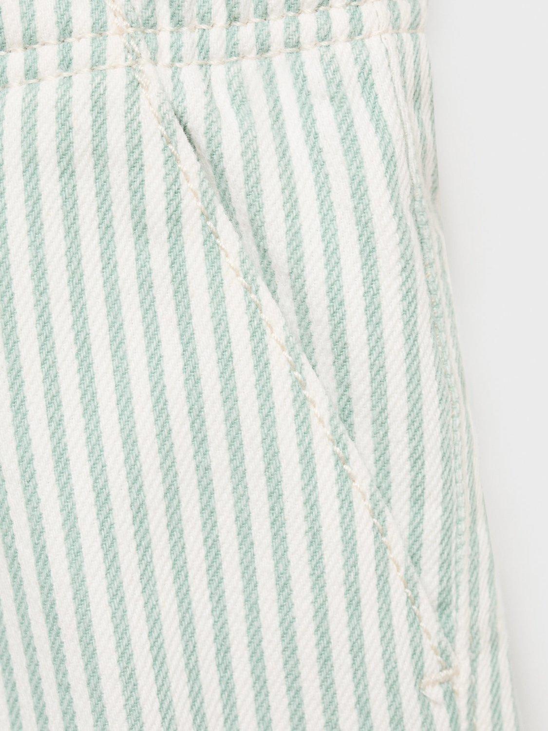 Product image 5 of 6, which shows Mango Kids' Aron Cotton Stripe Shorts, Green, 12-18 mths