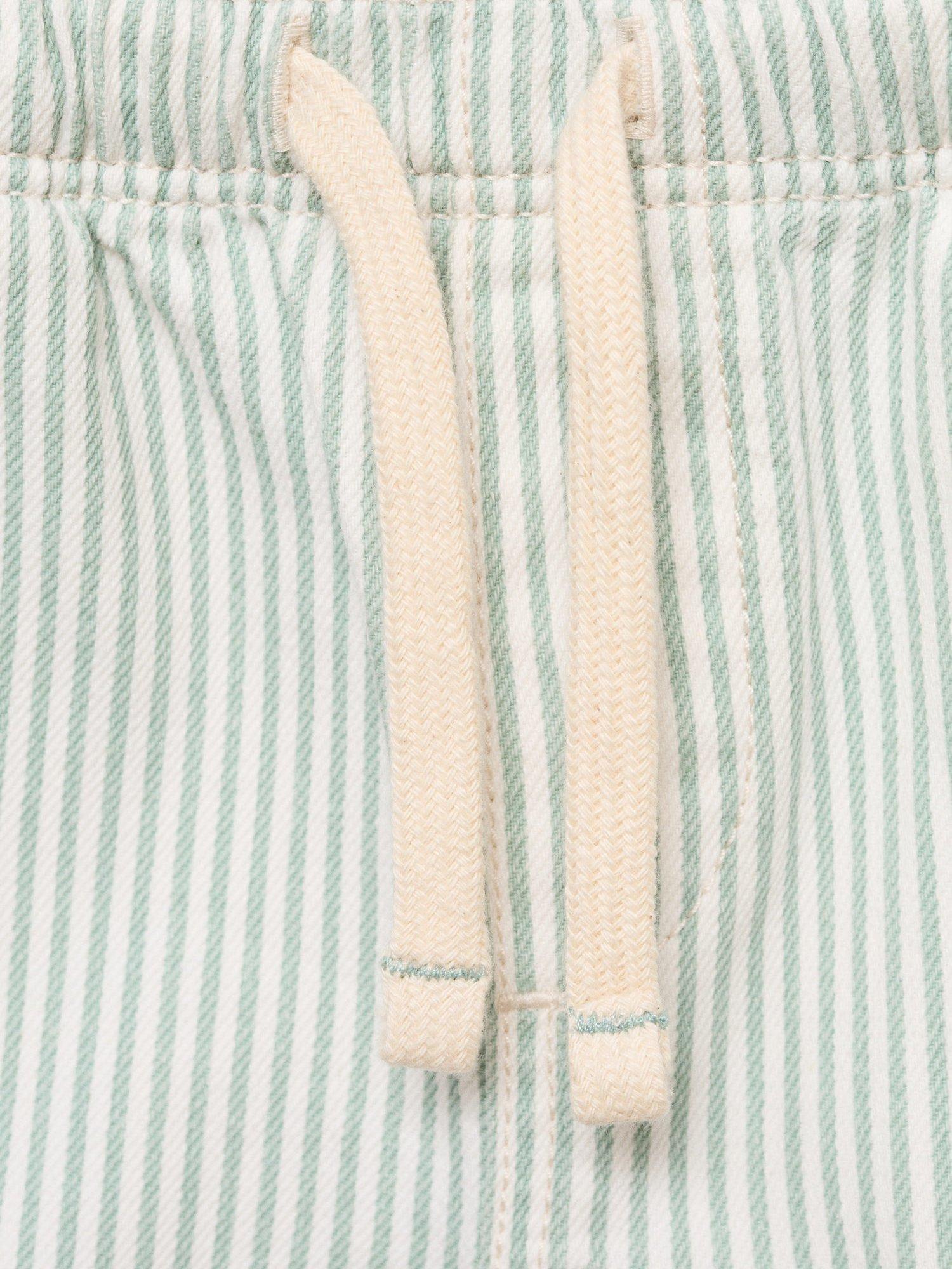 Product image 6 of 6, which shows Mango Kids' Aron Cotton Stripe Shorts, Green, 12-18 mths
