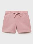 Mango Kids' Jan Cotton Linen Blend Drawstring Shorts, Light Pastel Pink
