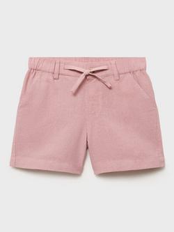 Mango Kids' Jan Cotton Linen Blend Drawstring Shorts, Light Pastel Pink, Light Pastel Pink