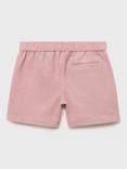 Mango Kids' Jan Cotton Linen Blend Drawstring Shorts, Light Pastel Pink