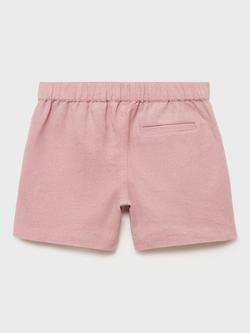 Mango Kids' Jan Cotton Linen Blend Drawstring Shorts, Light Pastel Pink - view 2, Light Pastel Pink
