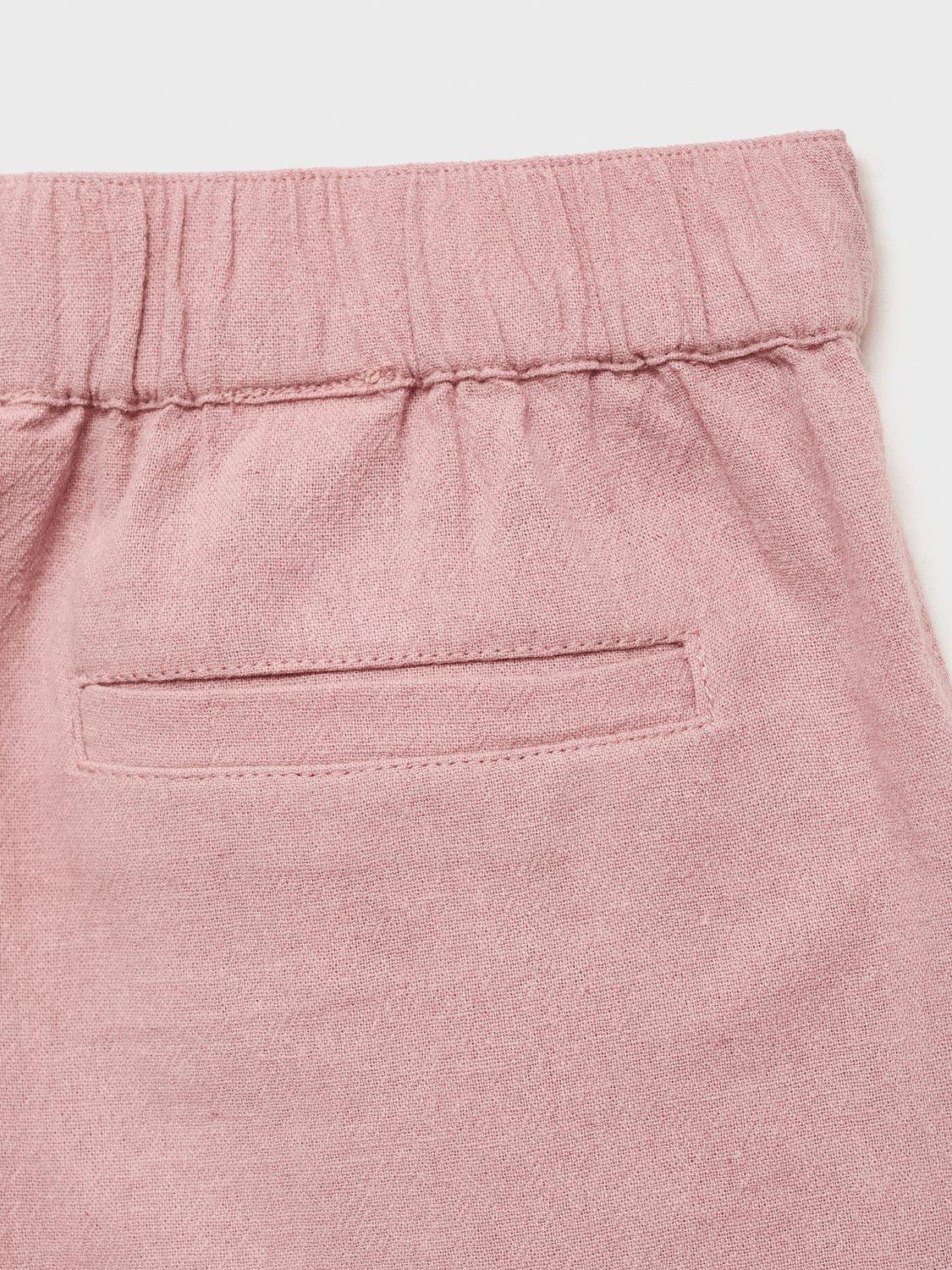 Product image 3 of 4, which shows Mango Kids' Jan Cotton Linen Blend Drawstring Shorts, Light Pastel Pink, 12-18 mths