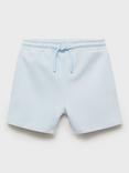 Mango Kids' Cotton Pique Shorts, Light Pastel Blue