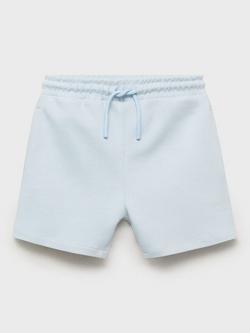 Mango Kids' Cotton Pique Shorts, Light Pastel Blue, Light Pastel Blue