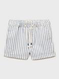 Mango Kids' Tobago Cotton Stripe Shorts, Open Blue