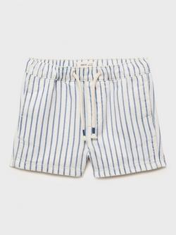 Mango Kids' Tobago Cotton Stripe Shorts, Open Blue - view 2, Open Blue