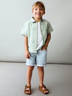 Mango Kids' Floral Print Shirt, Pastel Green - view 2, Pastel Green