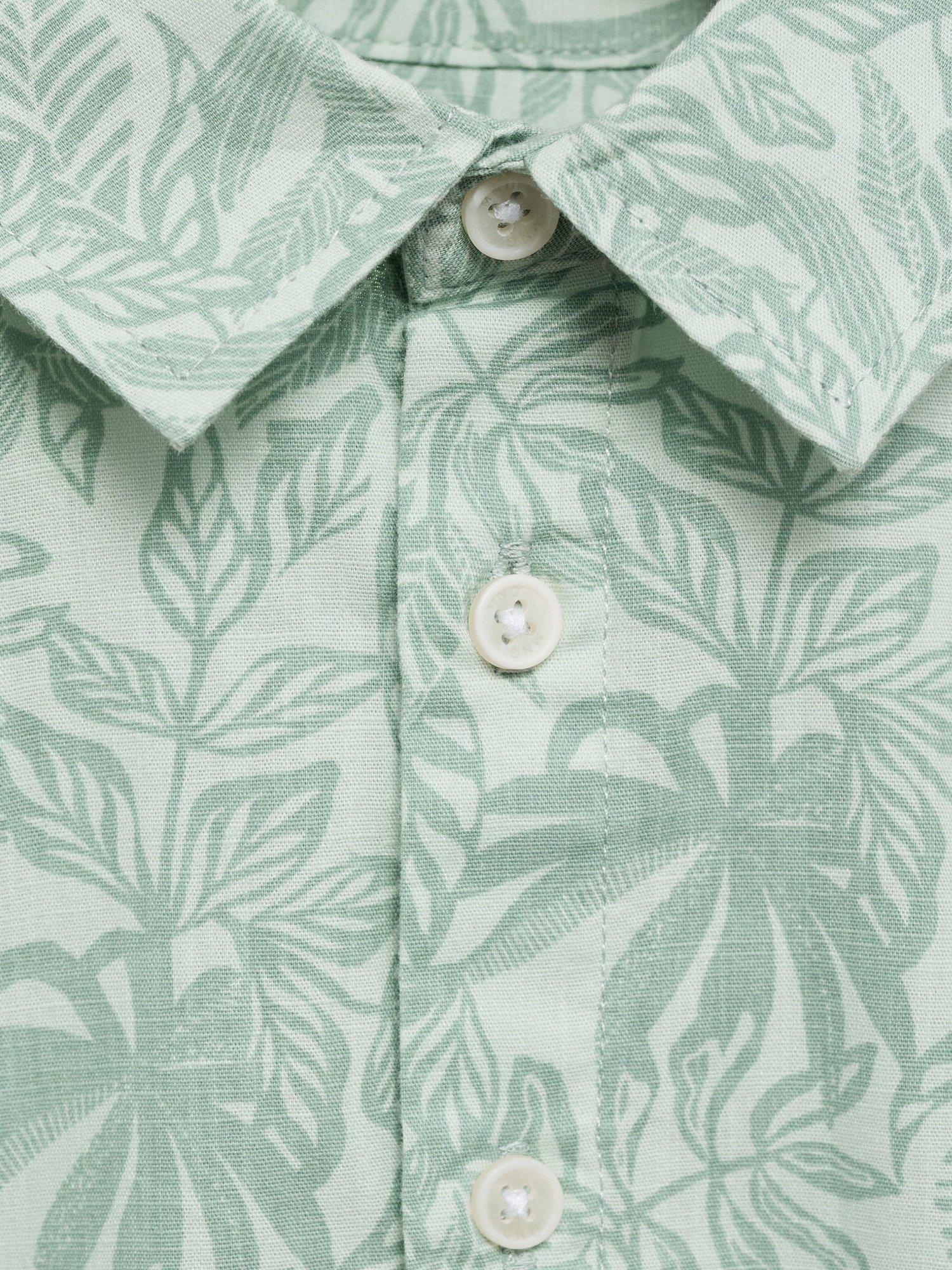Product image 6 of 6, which shows Mango Kids' Floral Print Shirt, Pastel Green, 12-18 months