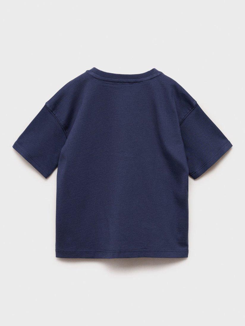 Product image 4 of 7, which shows Mango Kids' The Smurfs Cotton T-Shirt, Navy, 18-24 months