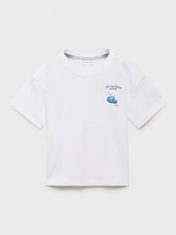 Mango Kids' The Smurfs Cotton T-Shirt, Natural White, Natural White