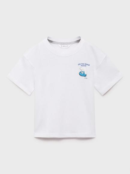Mango Kids' The Smurfs Cotton T-Shirt, Natural White, Natural White