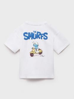 Mango Kids' The Smurfs Cotton T-Shirt, Natural White - view 2, Natural White