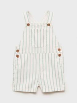Mango Kids' Lemon Striped Print Dungarees, Green - view 2, Green