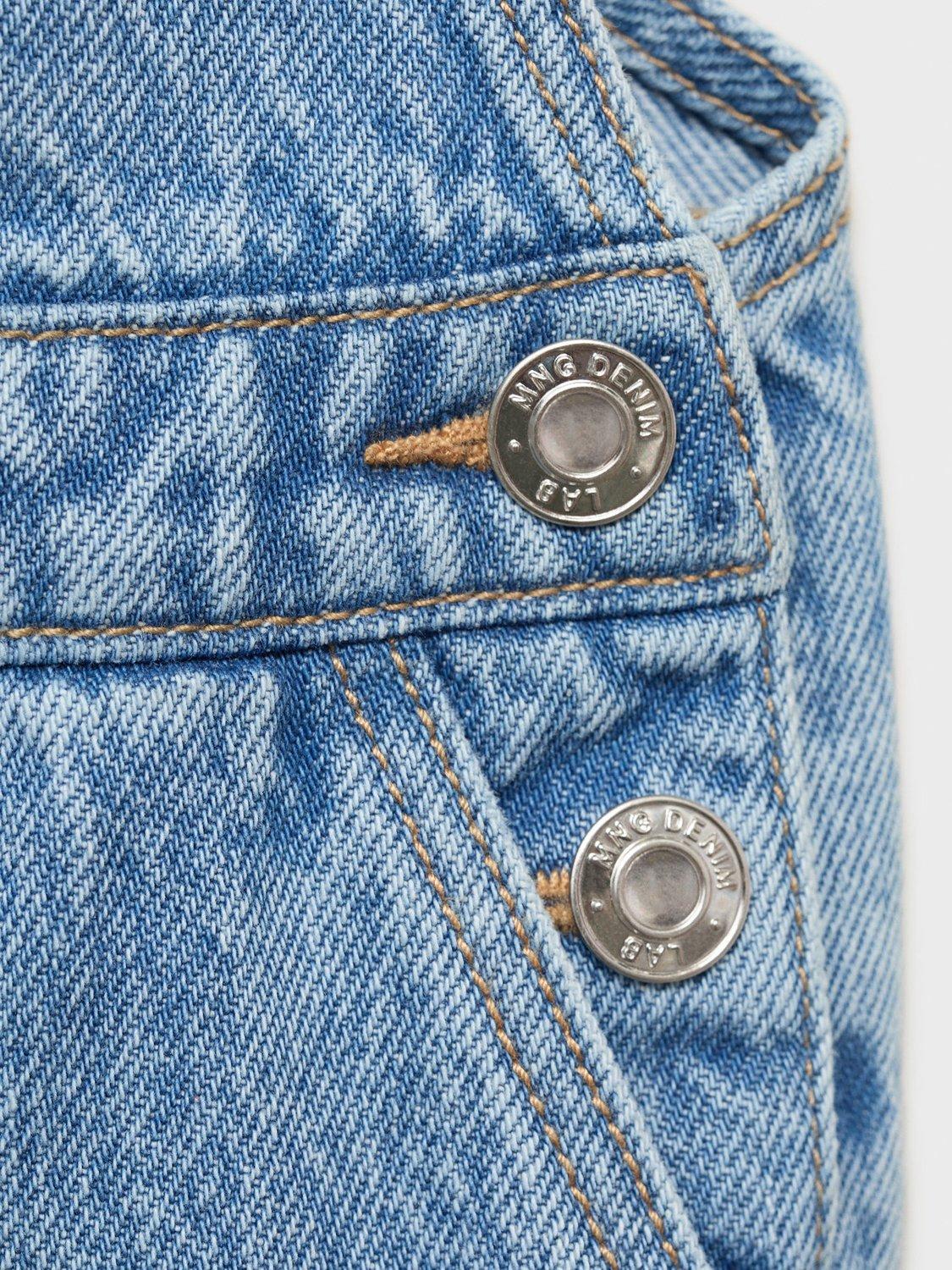Product image 7 of 7, which shows Mango Kids' Sunset Cotton Denim Shortie Dungarees, Open Blue, 12-18 months