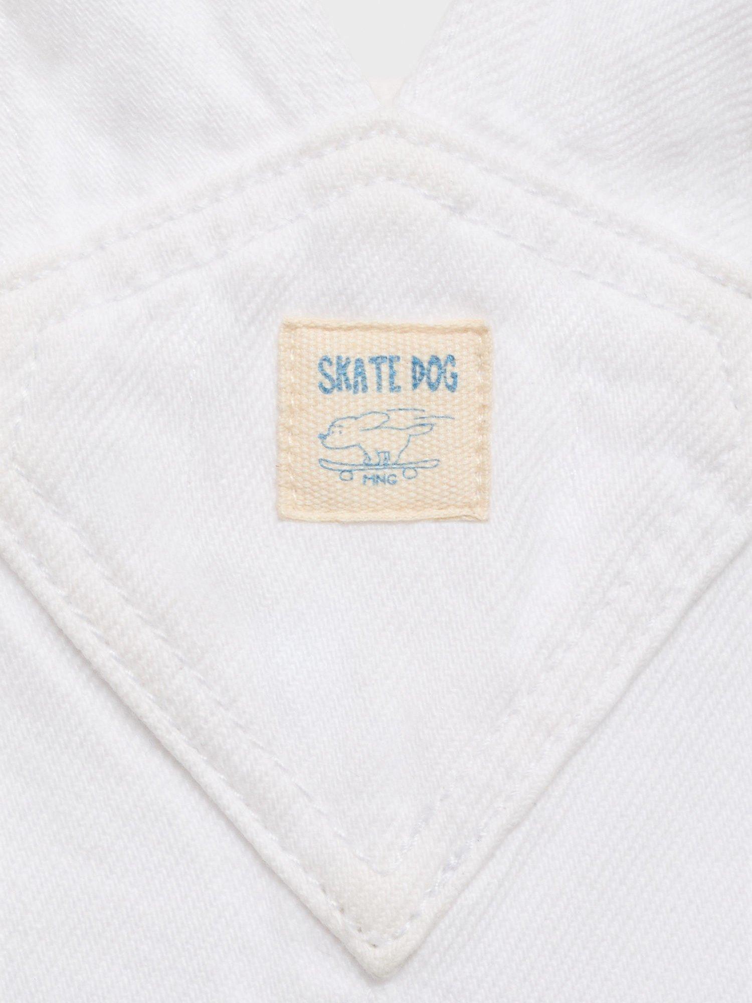 Product image 4 of 6, which shows Mango Kids' Sunset Cotton Denim Shortie Dungarees, White, 9-12 months