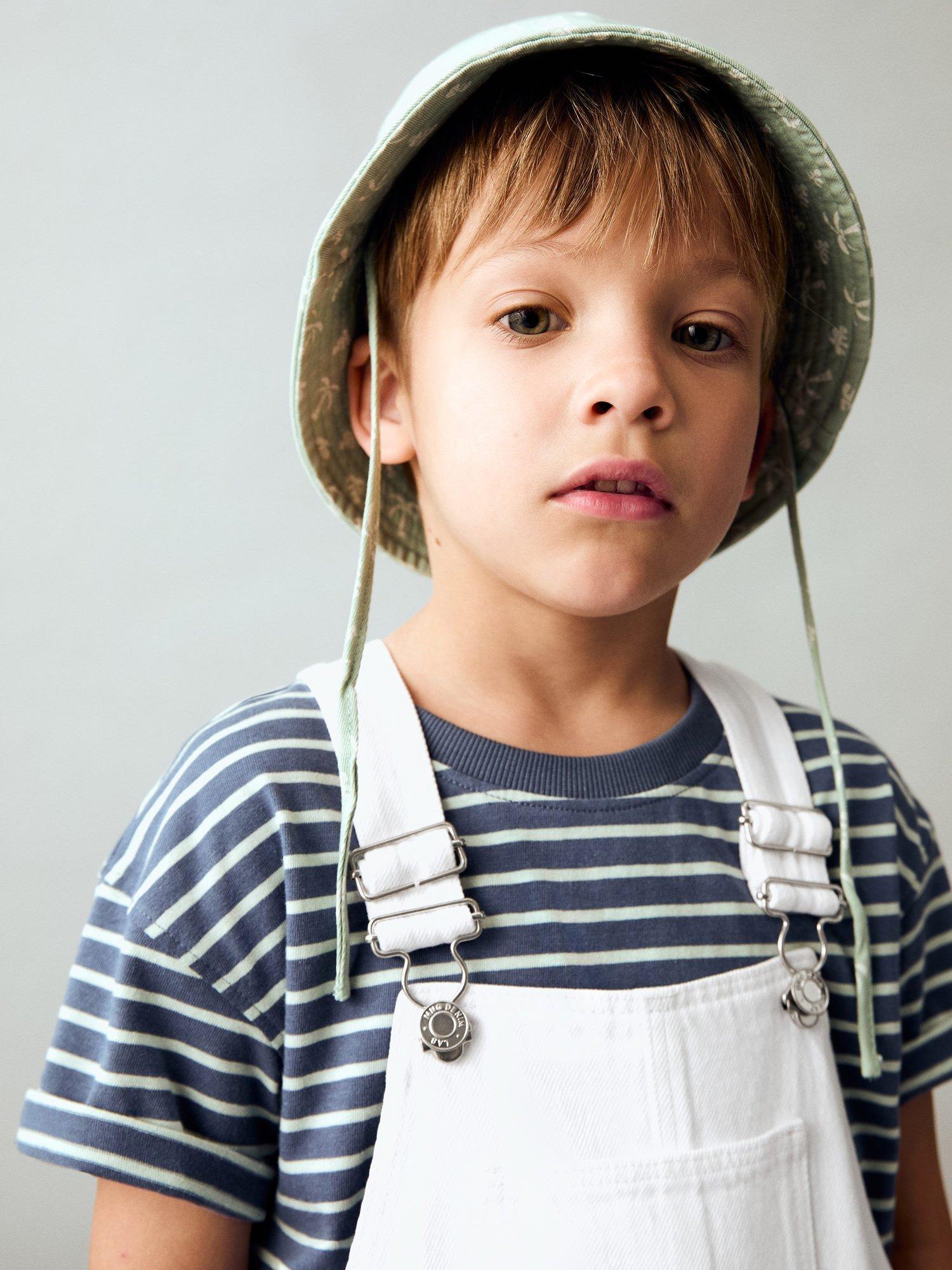 Product image 5 of 6, which shows Mango Kids' Sunset Cotton Denim Shortie Dungarees, White, 9-12 months