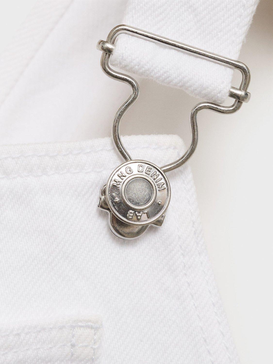 Product image 6 of 6, which shows Mango Kids' Sunset Cotton Denim Shortie Dungarees, White, 9-12 months