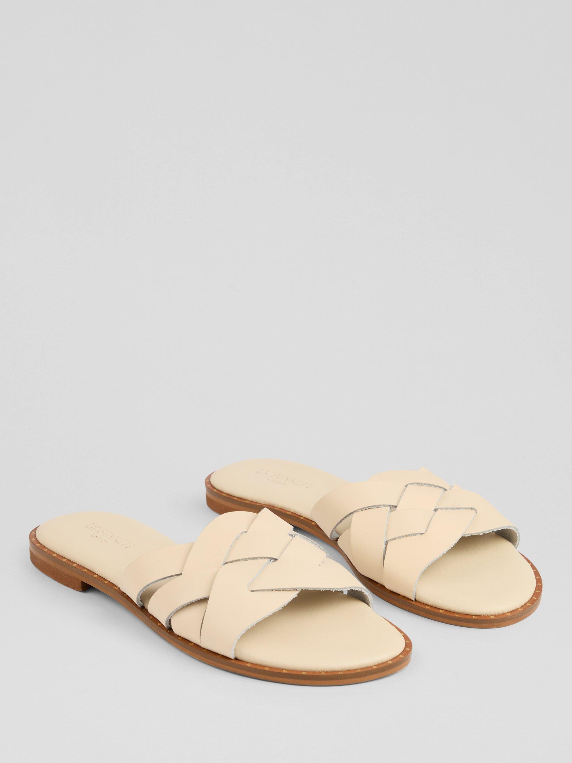Product image 2 of 4, which shows L.K.Bennett Amara Woven Multi-Strap Flat Sandals, Cre-ecru, 2