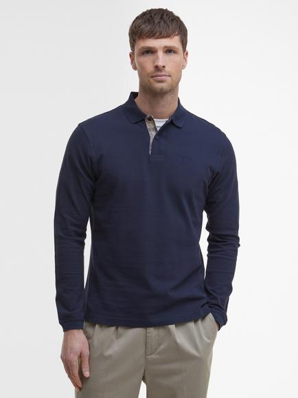 Barbour Long Sleeve Tartan Pique Polo Shirt, Navy, Navy