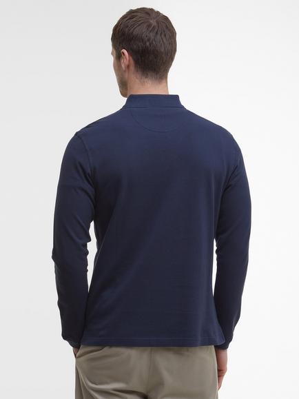 Barbour Long Sleeve Tartan Pique Polo Shirt, Navy - view 2, Navy