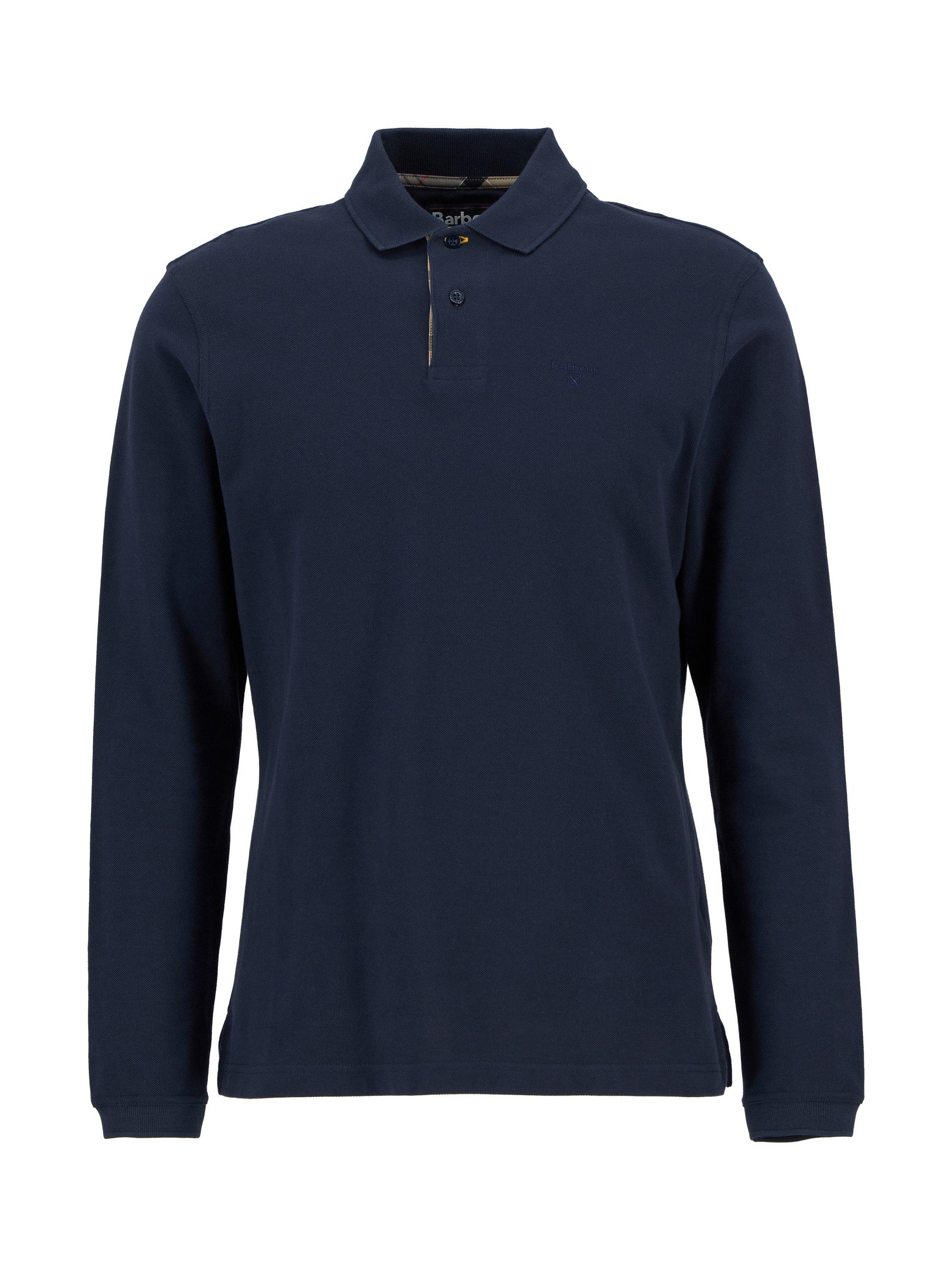 Product image 4 of 5, which shows Barbour Long Sleeve Tartan Pique Polo Shirt, Navy, S