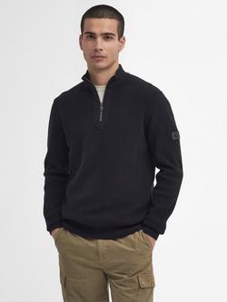 Barbour International Crawley Half Zip Wool Cotton Blend Jumper, Black