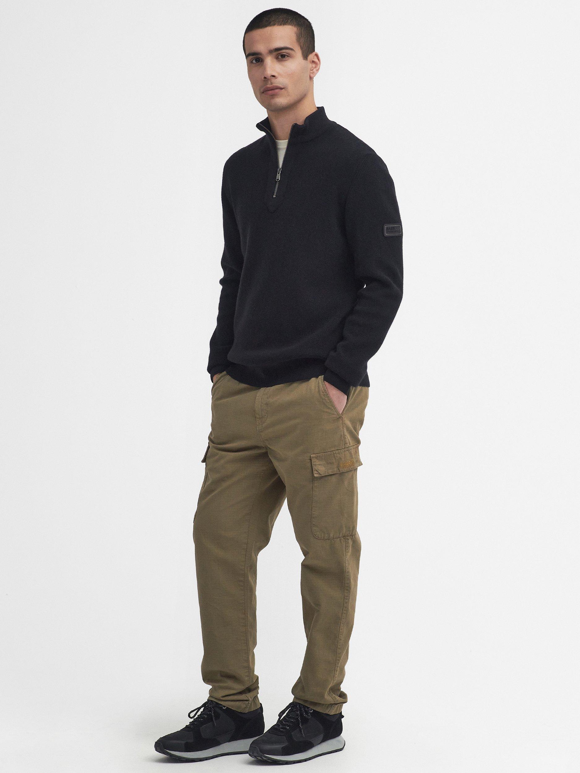 Product image 3 of 7, which shows Barbour International Crawley Half Zip Wool Cotton Blend Jumper, Black, S