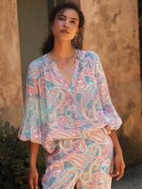フェイズ エイト Phase Eight Ava Silk Blouse （Multi-Coloured） Ava Blurred Floral Silk Blouse | Phase Eight UK |