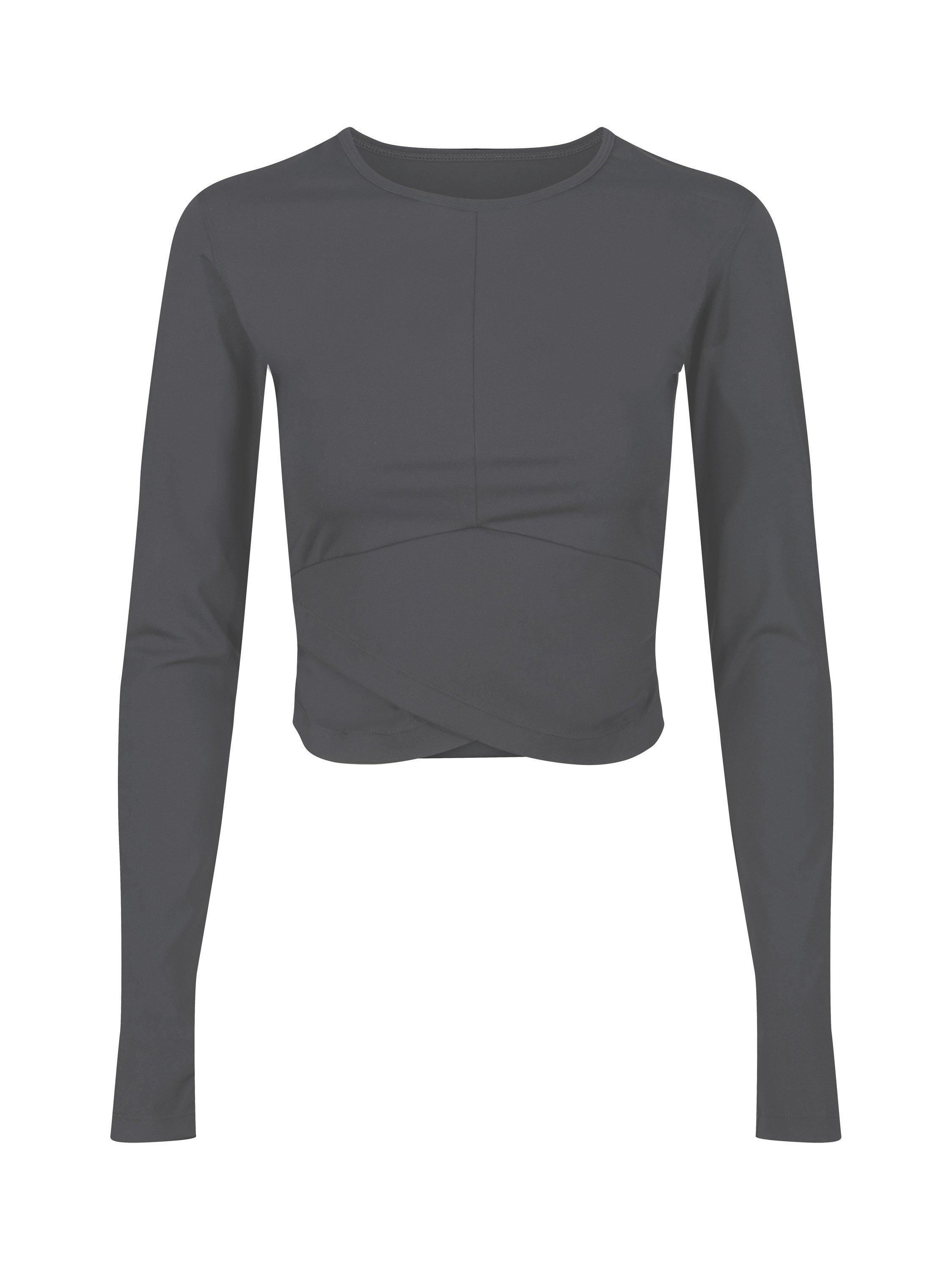 Product image 1 of 1, which shows Davy J Wrap Long Sleeve Swim Top, Grey, 8