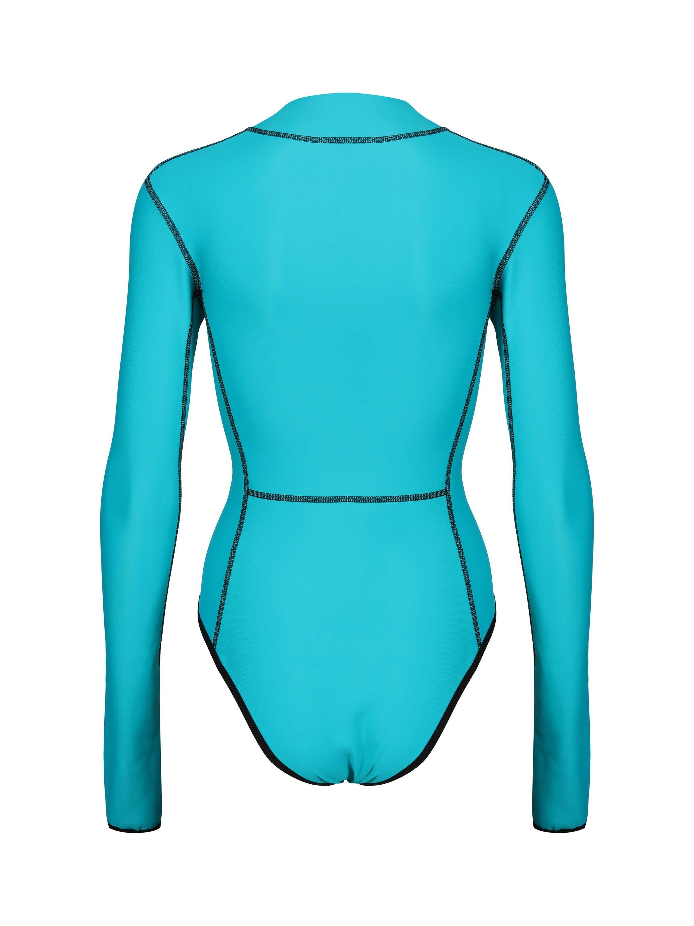 Product image 6 of 6, which shows Davy J Bonded Long Sleeve Swimsuit, Ocean Green, XS