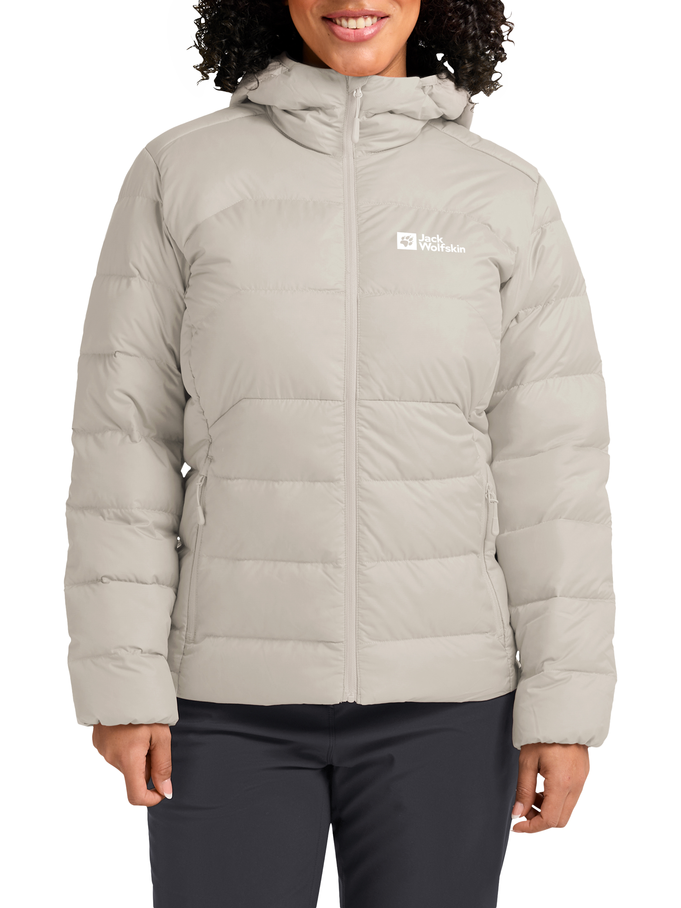 Product image 1 of 5, which shows Jack Wolfskin Ather Down Hoodie, Pale Sand, S