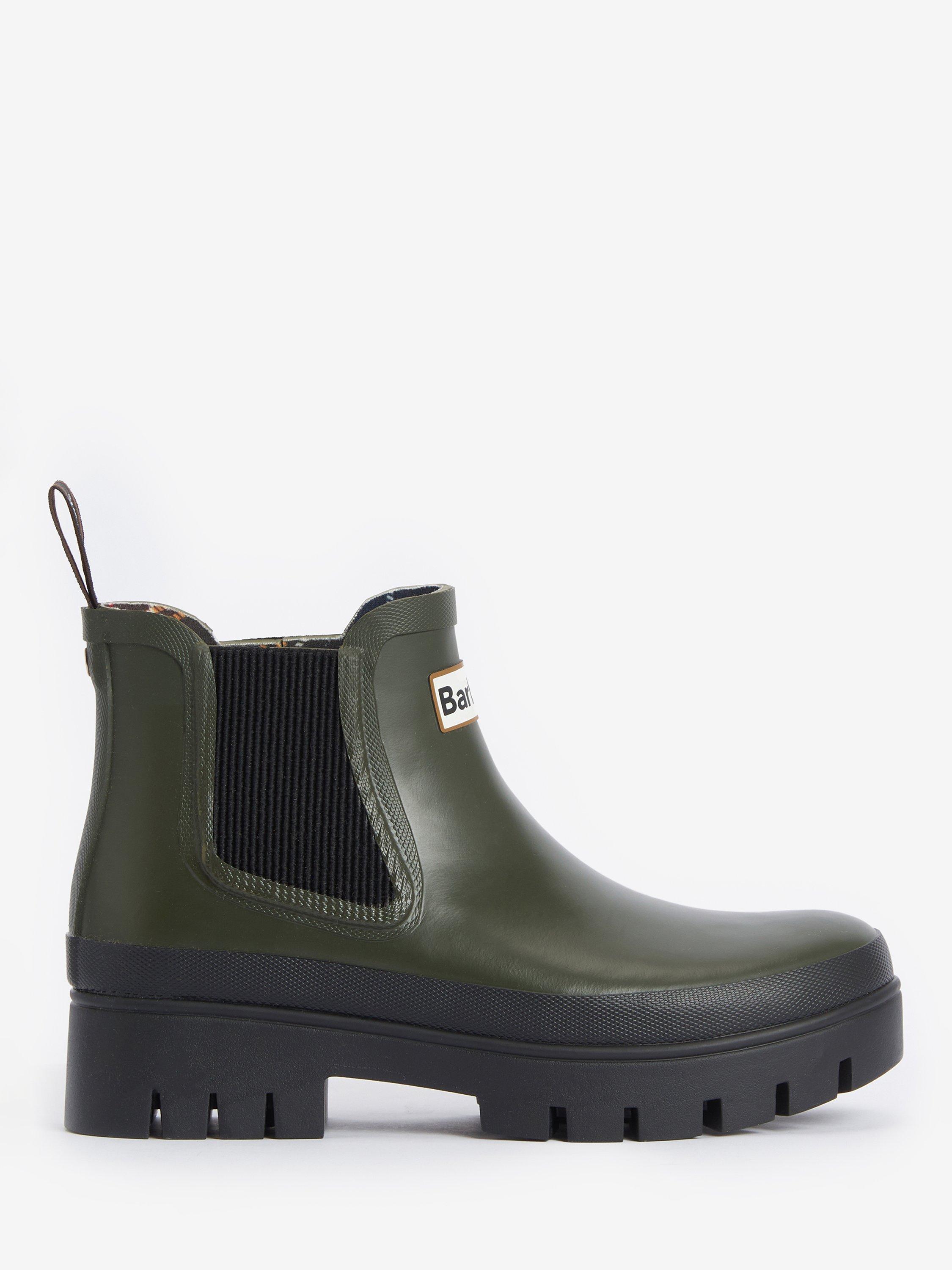 Barbour Halton Ankle Wellies, Green/Black