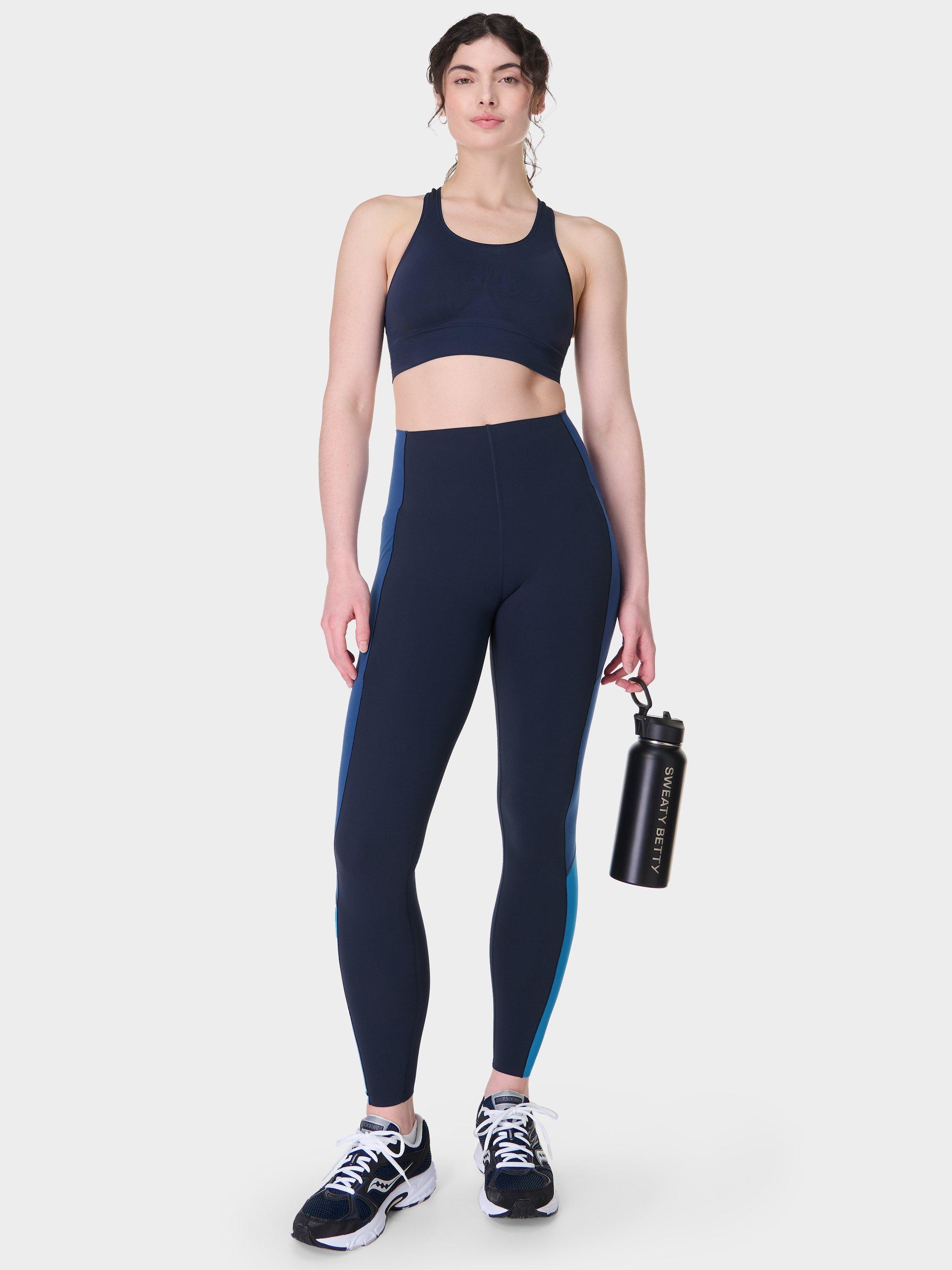 Product image 3 of 9, which shows Sweaty Betty Power UltraSculpt High Waisted 7/8 Gym Leggings, Navy Fluxblue Tidal, XXS