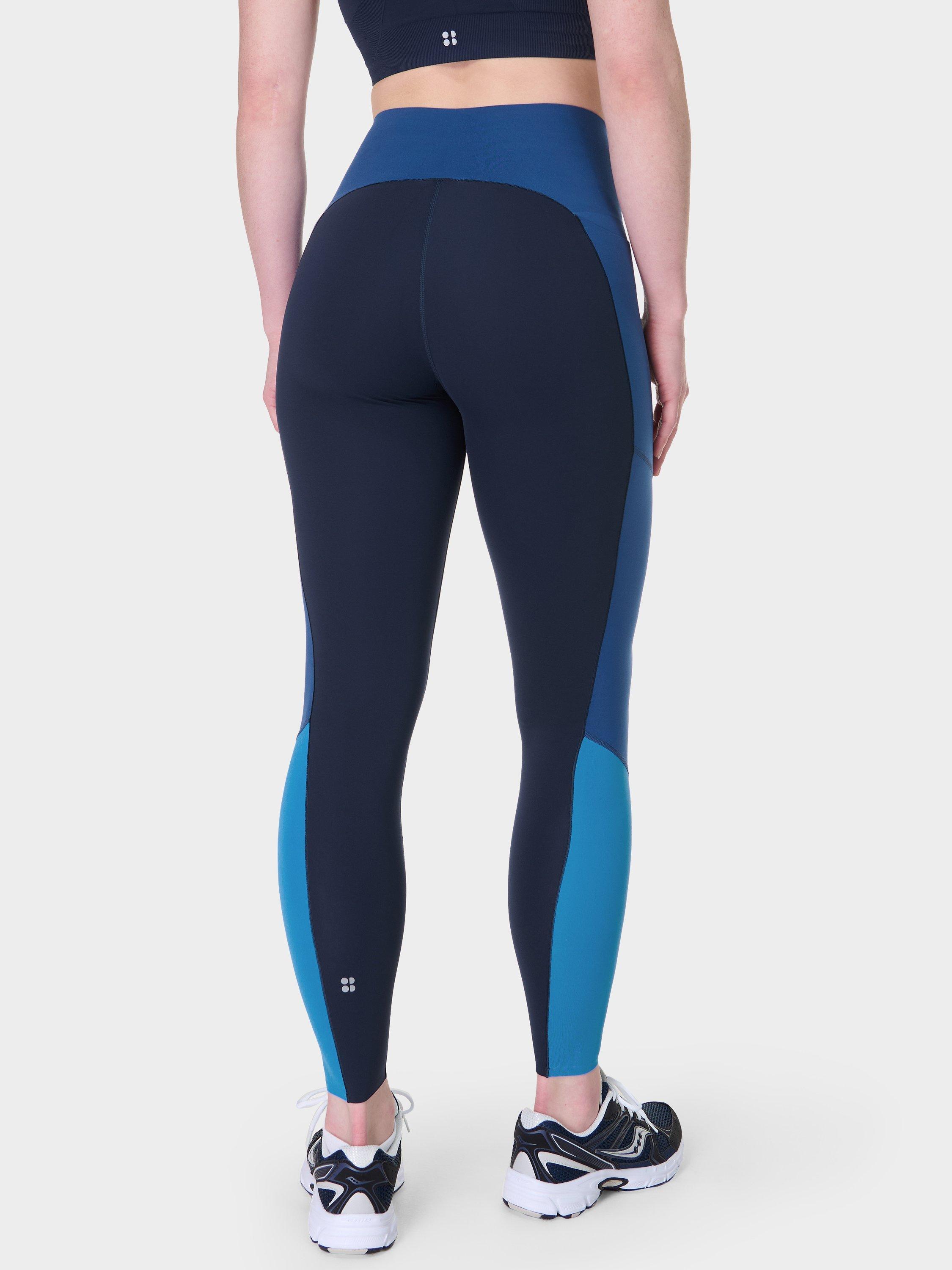 Product image 4 of 9, which shows Sweaty Betty Power UltraSculpt High Waisted 7/8 Gym Leggings, Navy Fluxblue Tidal, XXS