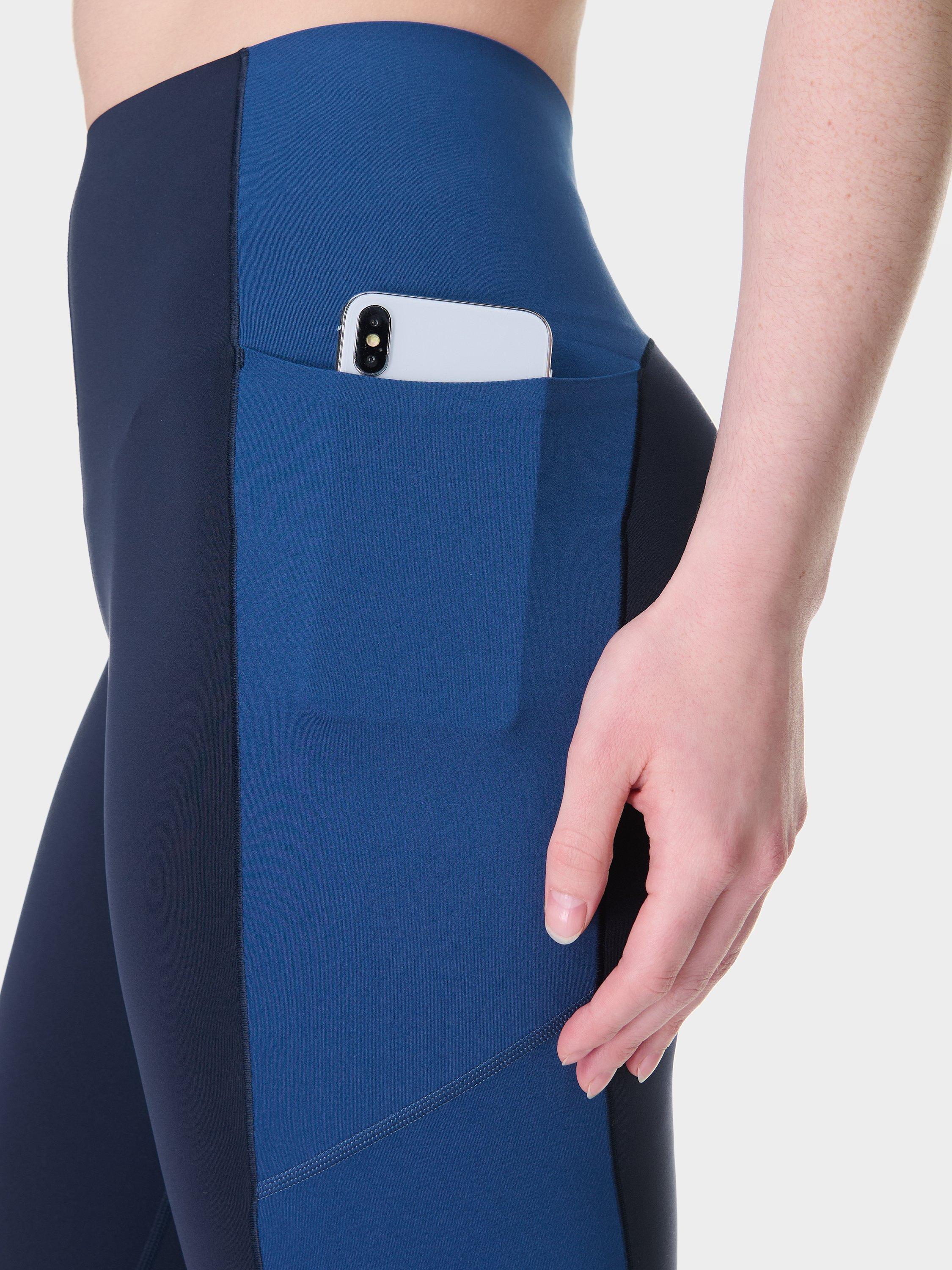 Product image 7 of 9, which shows Sweaty Betty Power UltraSculpt High Waisted 7/8 Gym Leggings, Navy Fluxblue Tidal, XXS