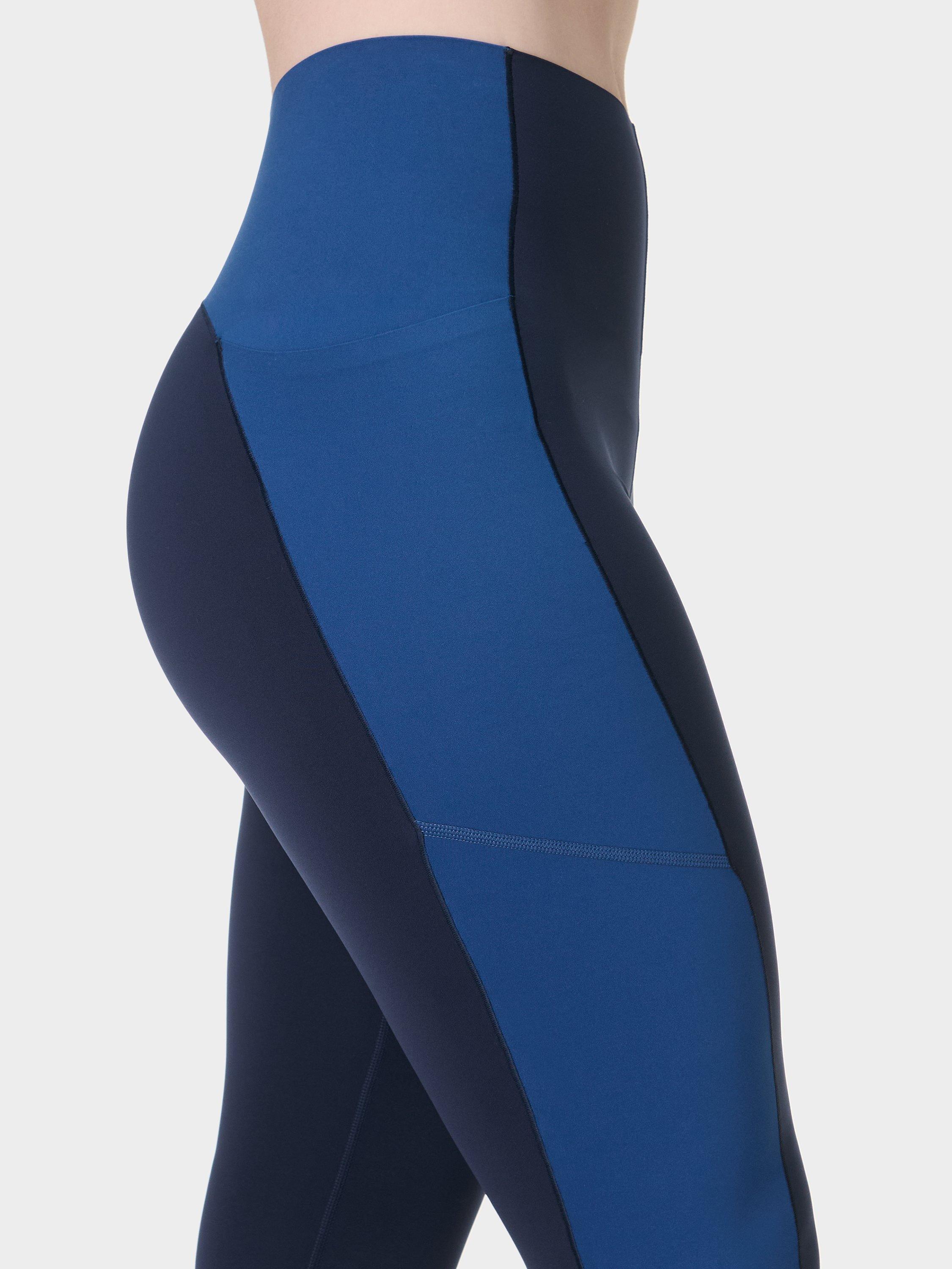 Product image 8 of 9, which shows Sweaty Betty Power UltraSculpt High Waisted 7/8 Gym Leggings, Navy Fluxblue Tidal, XXS