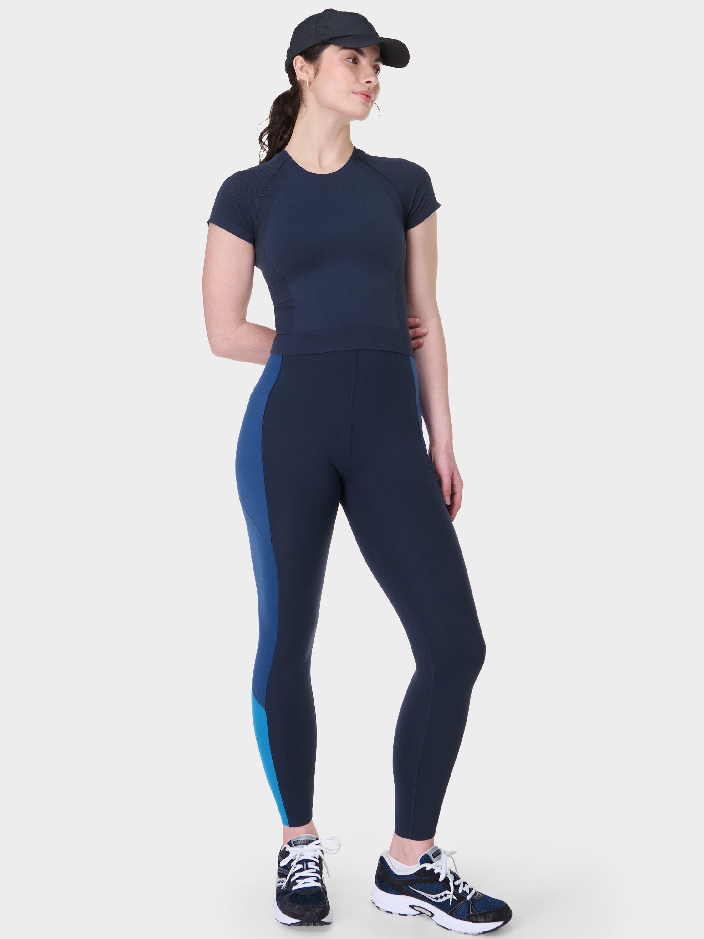 Product image 2 of 9, which shows Sweaty Betty Power Ultra Sculpt High Waisted Gym Leggings, Navy Fluxblue Tidal, S