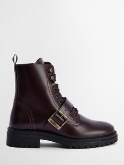 Barbour Ouseburne Leather Biker Boots, Cherry, Cherry