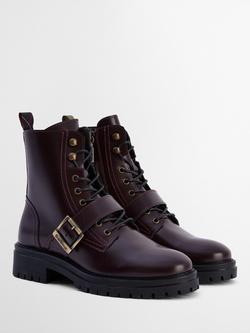 Barbour Ouseburne Leather Biker Boots, Cherry - view 2, Cherry