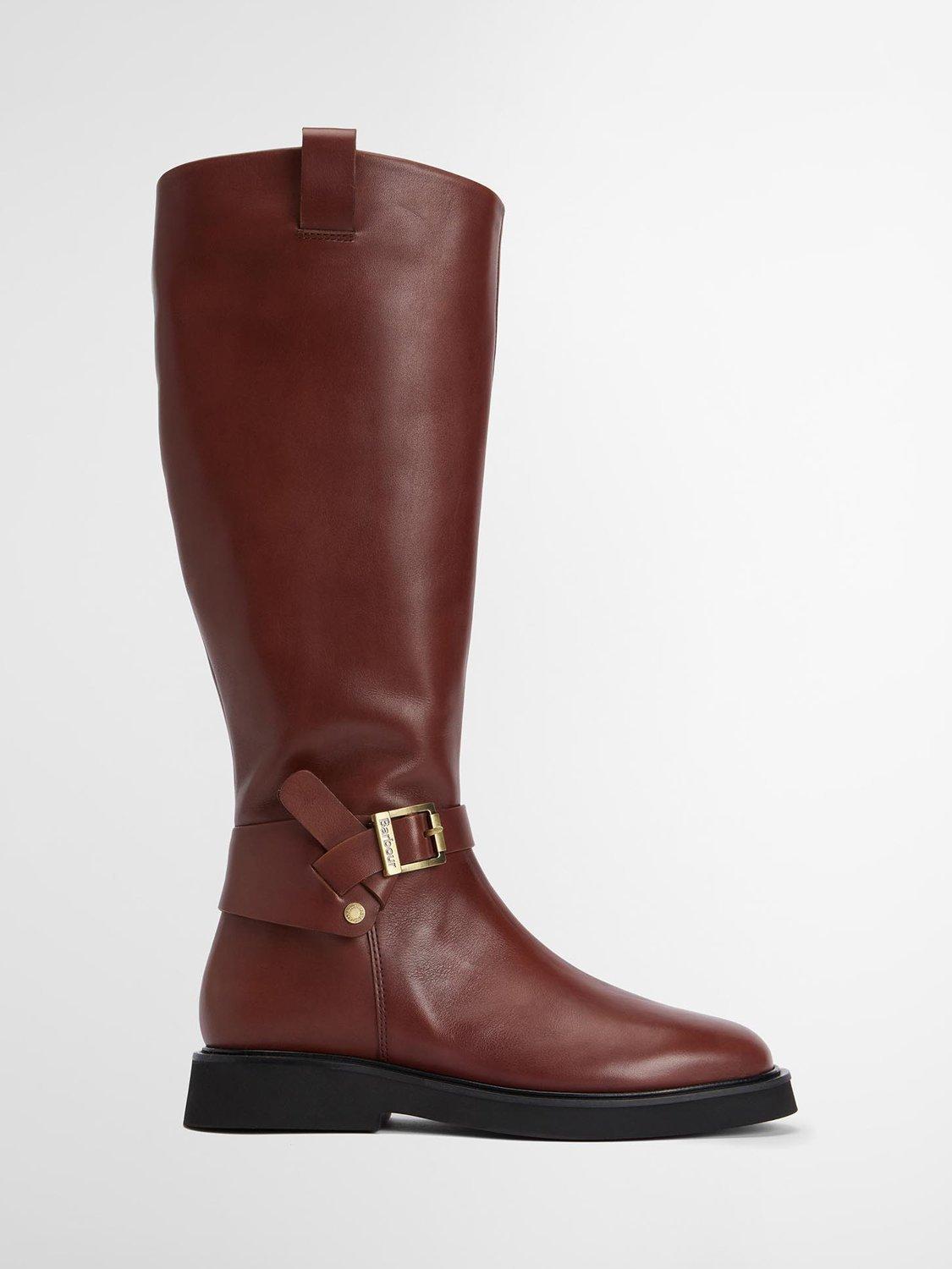 Product image 1 of 8, which shows Barbour Theodora Leather Riding Boots, Brown, 5