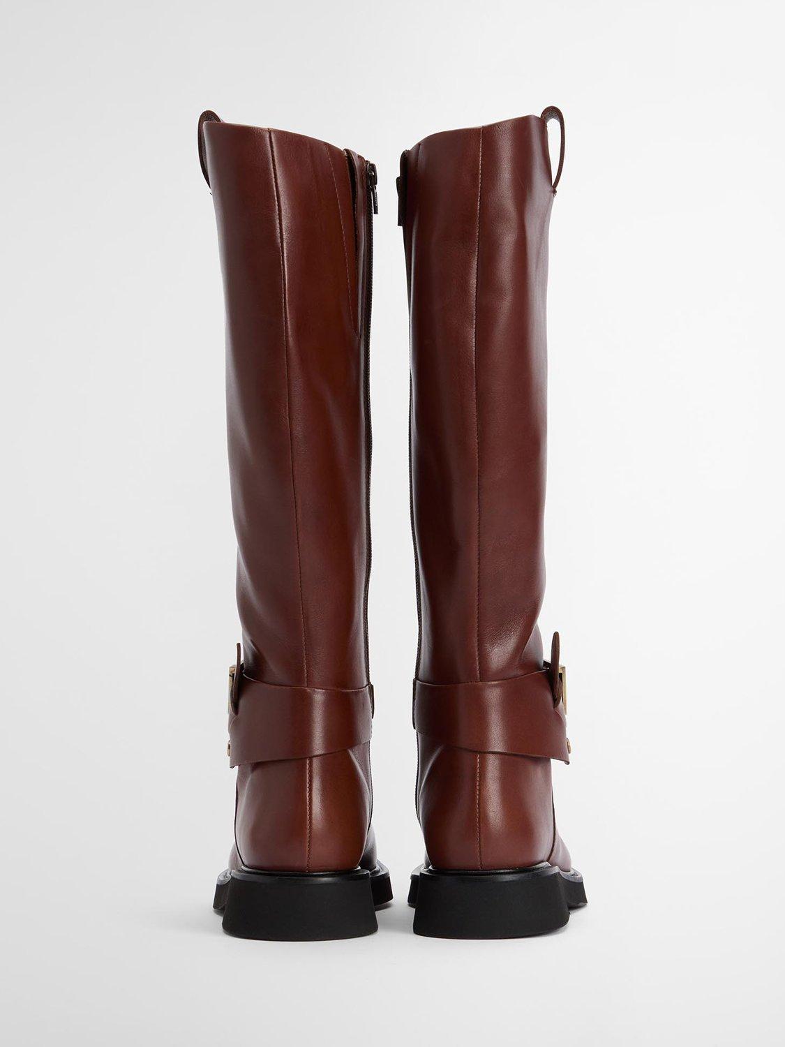 Product image 3 of 8, which shows Barbour Theodora Leather Riding Boots, Brown, 5