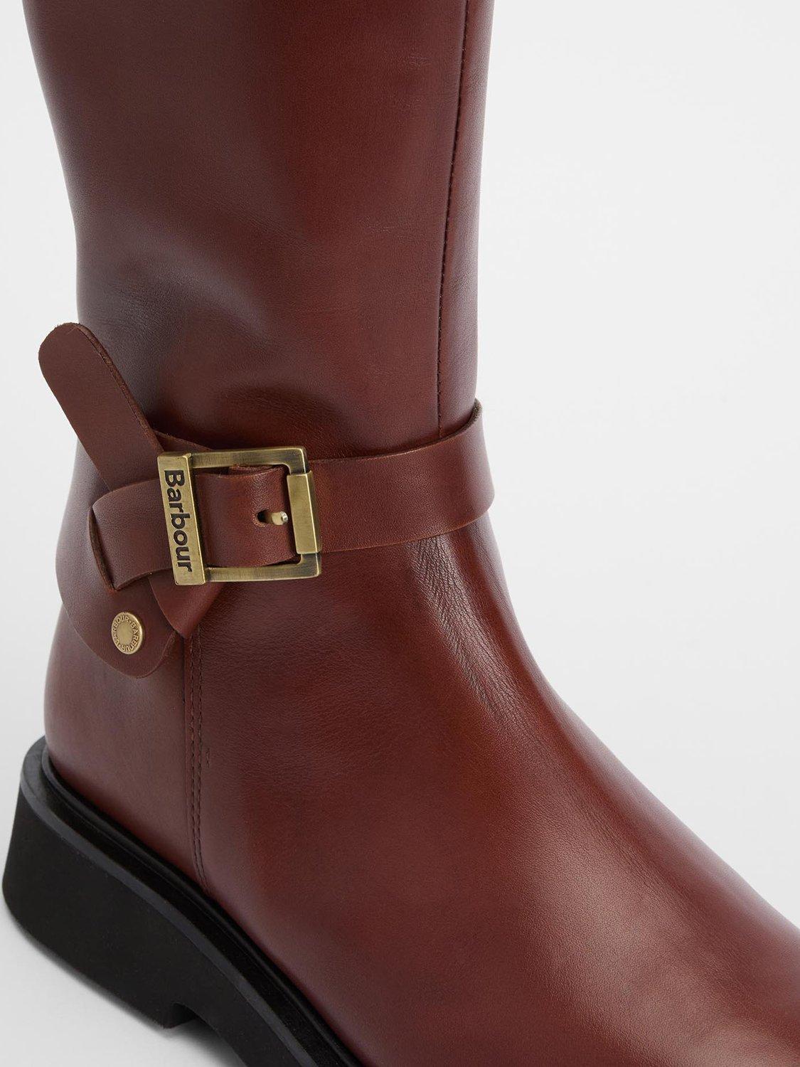Product image 5 of 8, which shows Barbour Theodora Leather Riding Boots, Brown, 5
